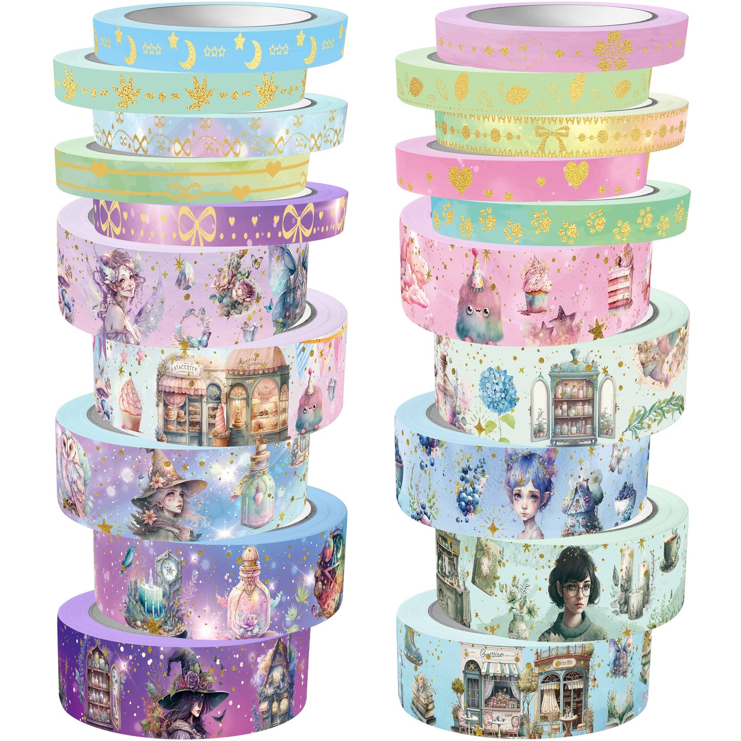 slapaflife 20 Rolls Washi Tape Set, Witch & Magic Themed Decorative Tapes for Journaling,Scrapbooking Supplies,Creative Washi Tape for Journaling,Planners,DIY Crafts,Gift Wrapping & More