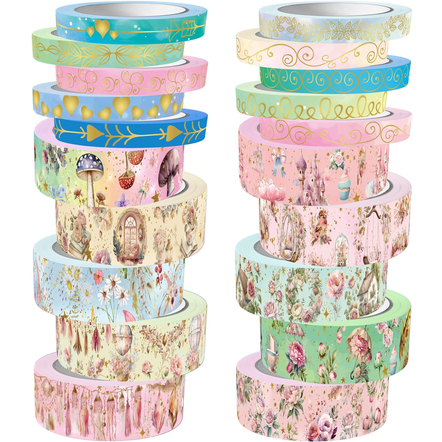 slapaflife 20 Rolls Flower & Foil Washi Tape Sets, Striking Decorative Tapes for Inspired Journaling,Scrapbooking Supplies,DIY Projects & Crafts - Vivid